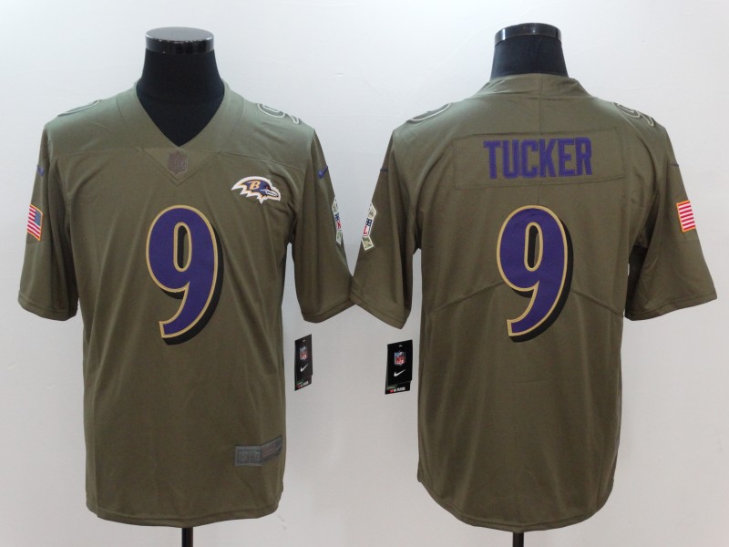 Men Baltimore Ravens #9 Tucker Nike Olive Salute To Service Limited NFL Jerseys->->NFL Jersey